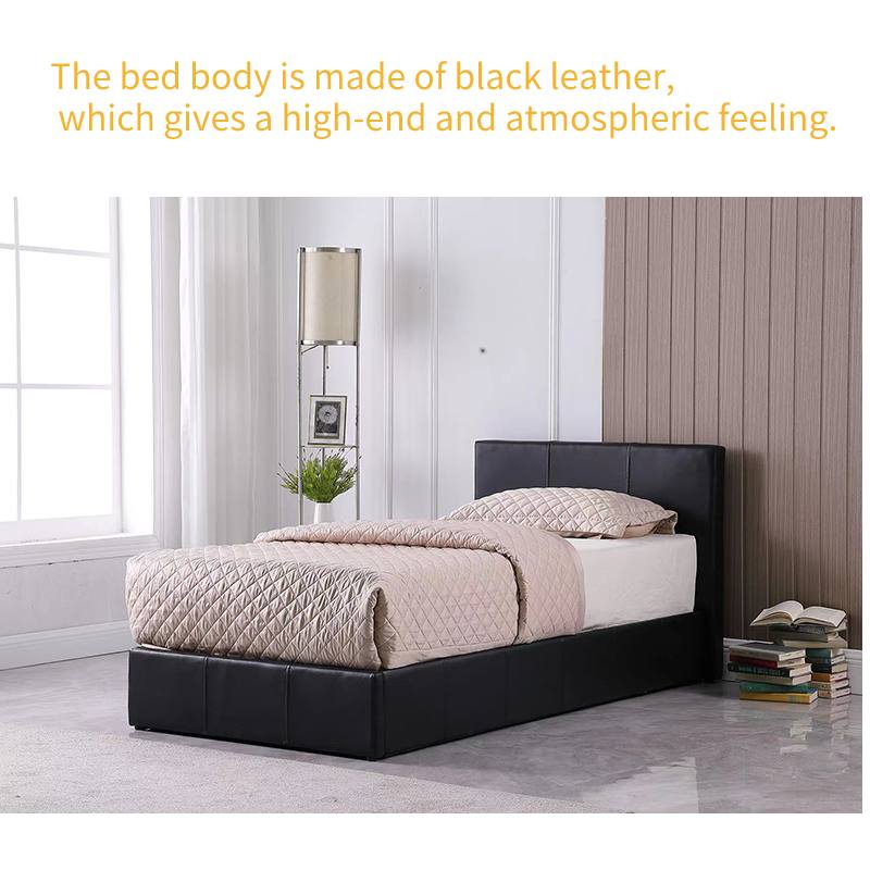 Black Leather Single Bed