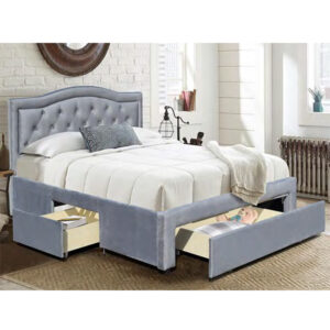 Upholstered fabric storage bed frame with drawers