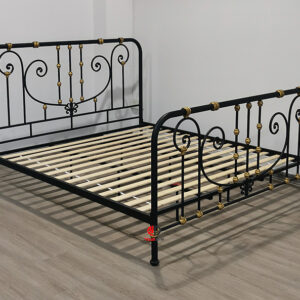 Brass-Accented Iron Art Bed